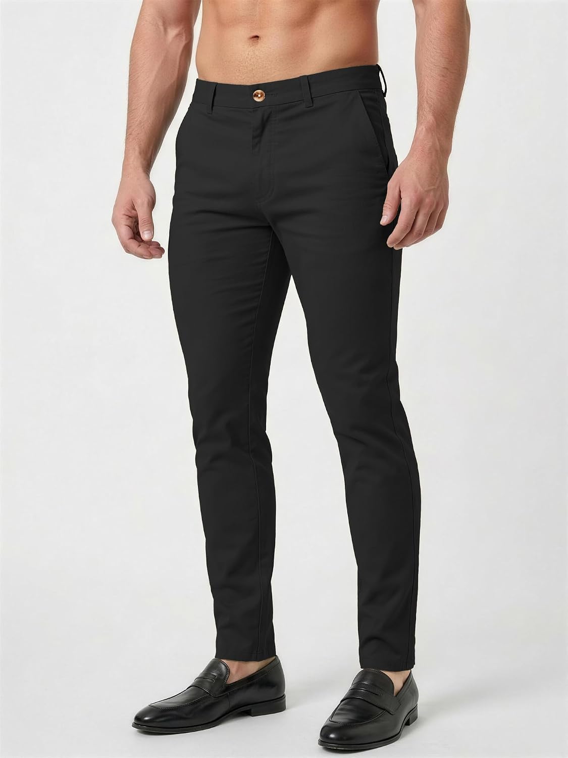 Comdecevis Men's Slim Fit Dress Pants Stretchy Tapered Chinos | Skinny & High Stretch, Elastic Waist, Skin-Friendly & Comfortable, Lightweight & Breathable, Business Casual, Work and Golf