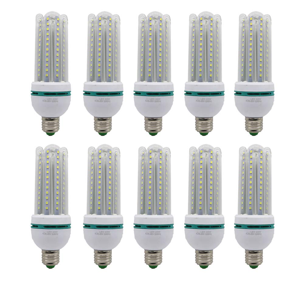 10 bombillas LED E27, 20 W, 2000 lm, luz blanca fría, 6000 K, 220 V, bombilla LED de bajo consumo, 360 °