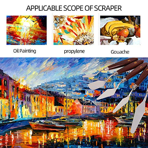 5 Pieces Painting Knives, Stainless Steel Palette Knife Set with Acrylic Wooden Handle, Painting Scraper Spatula Knife Tools Accessories for Oil Paint Canvas - Thumbnail 2