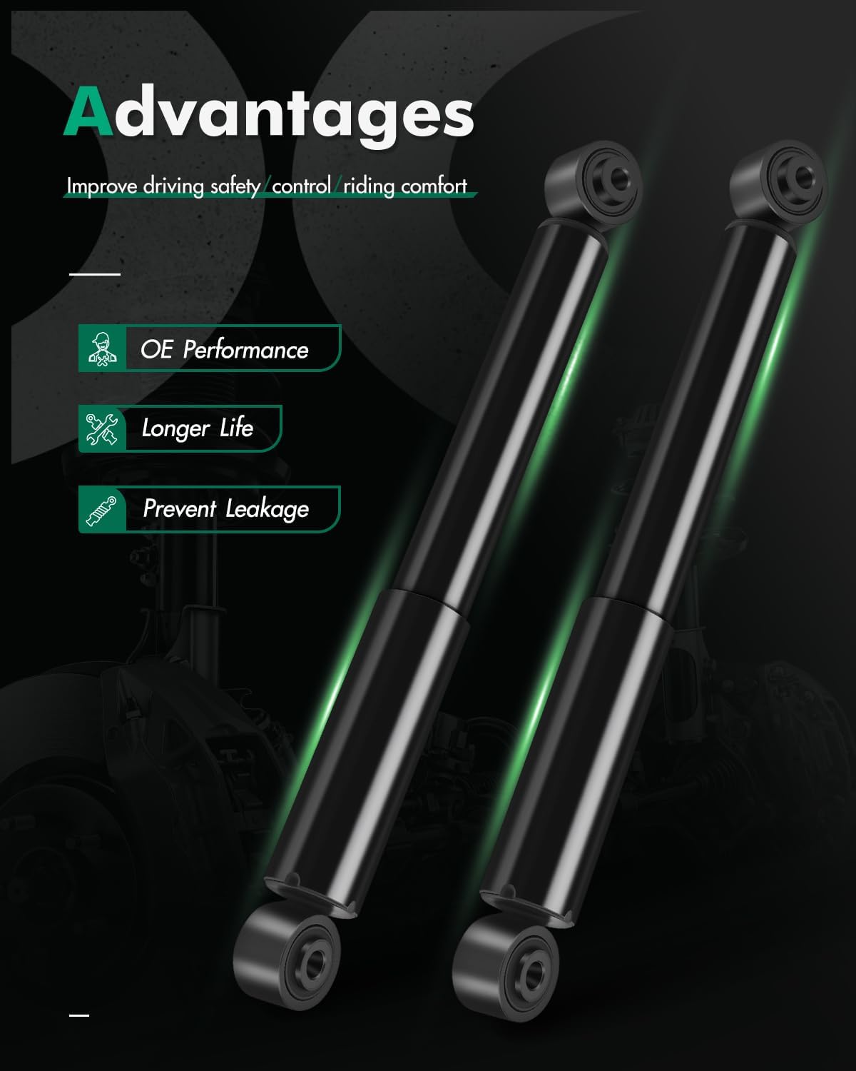 SCITOO - Rear Shock Absorber for Lexus RX350, RX450h & Toyota Highlander (2010-2017), 2Pc Set - 37361 349203