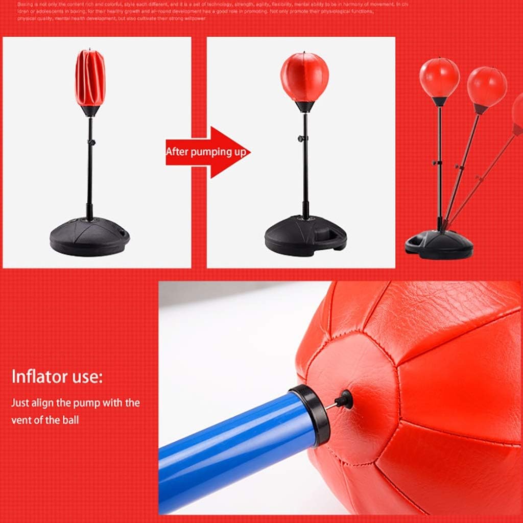 Children Vent Boxing Ball Freestanding Speed Ball Home Fitness Punching Bag Vent Ball Children Tumbler (Color: Red)