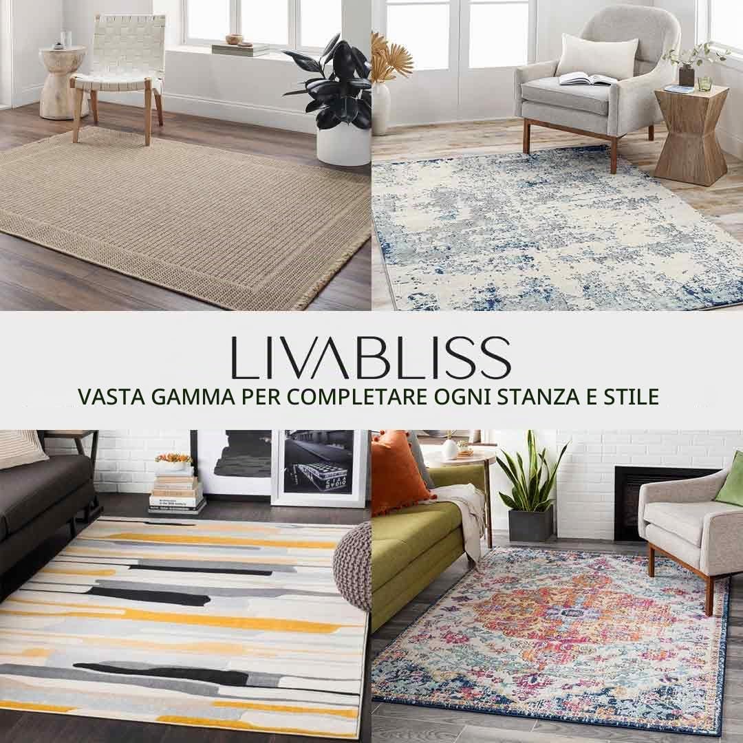 Livabliss Atlanta Tappeto Salotto Moderno per Casa, Sala da Pranzo e Cucina Tappeto Geometrico Astratti Neutri Aztechi Stile Boho, leggera da Pulire, Ampio 120x170cm, Arancione, Blu, Beige