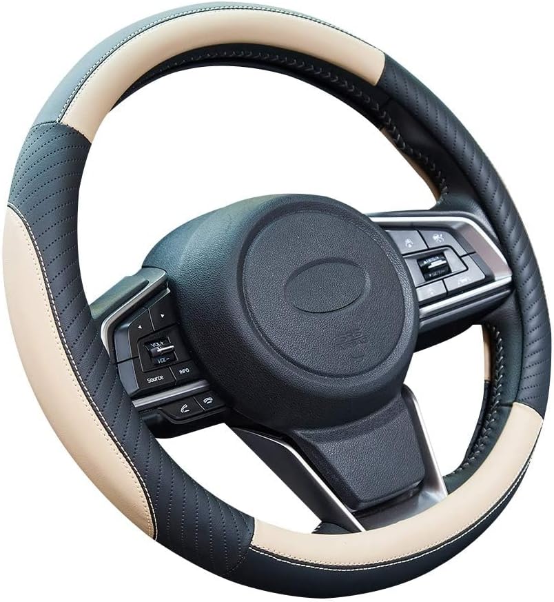 Car Steering Wheel Covers for Hyundai Palisade 7-Seater 2020 2021 2022 2023 2024 2025, Elastic Leather Breathable Antislip Protector Auto Interior Soft Durable Decor Supplies,Beige