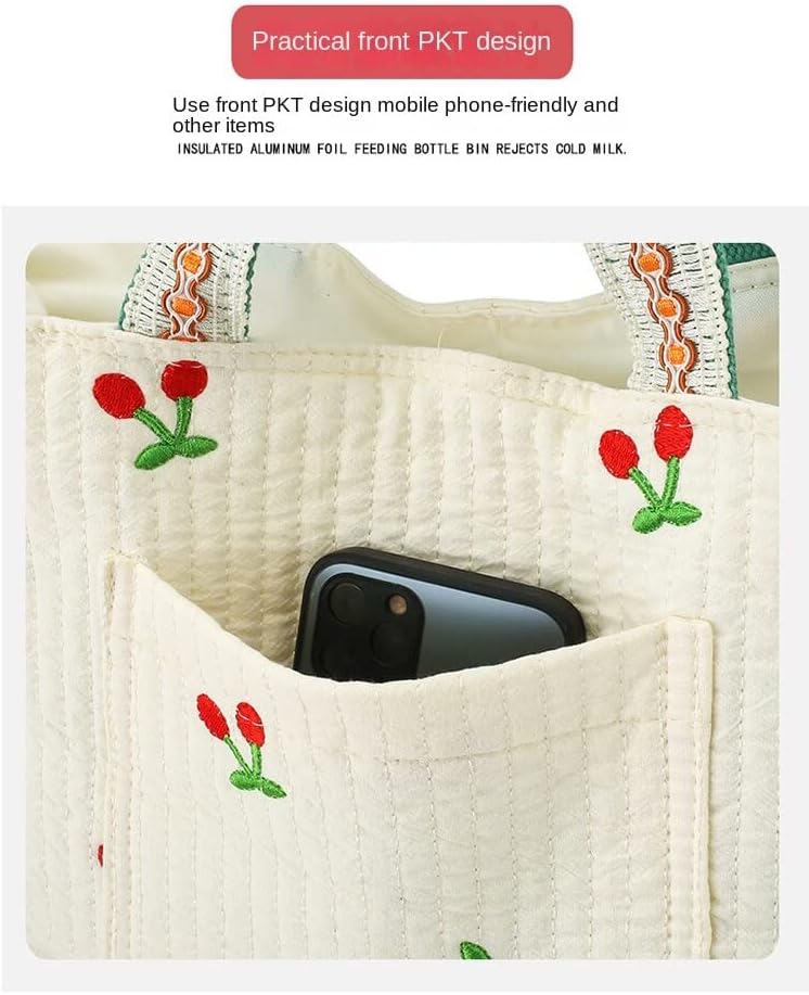 Fairycore Cherry Embroidered Messenger Bag Aesthetic Mother Diaper Bag Y2K Shoulder Bag Trendy Crossbody Bag Accessories