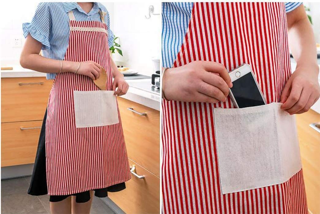 store Naidev Apron Cotton and Linen Cooking Apron Fashion Home Waist Sleeveless Kitchen Waterproof Gown Comfortable Home, Restaurant. (Blue) 4