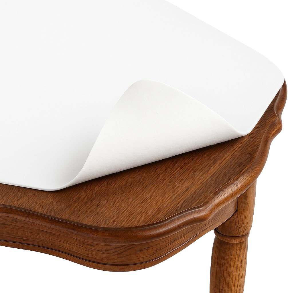 Dependable Industries Essentials Cut-to-Fit Vinyl Table Pad with Flannel Backing - Waterproof Heat-Resistant 52x108 Inch Protector