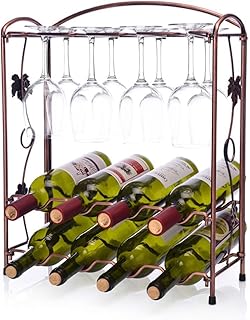 LHQ-HQ 8 butelki stojak na wino wolny stojący, metalowa butelka wina miedziana i stojak na wino, odpinana rzemiosła kuchenna