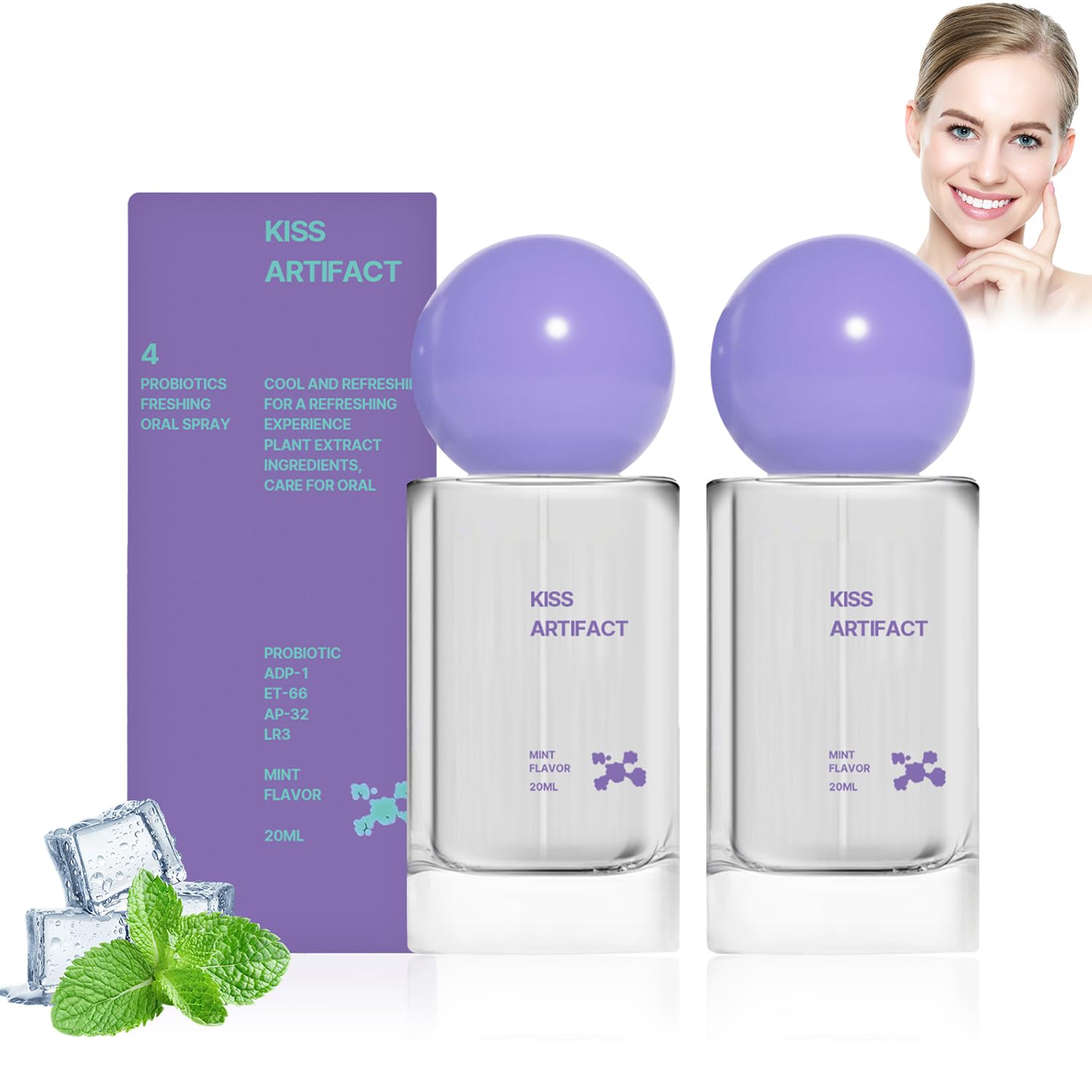 2pcs Probiotic Oral Spray for Long-Lasting Freshness, Alcohol-Free Oral Spray with Probiotics for Breath Care, Portable Oral Spray, Convenient Travel-Sized Breath Spray, 20ml/0.68oz