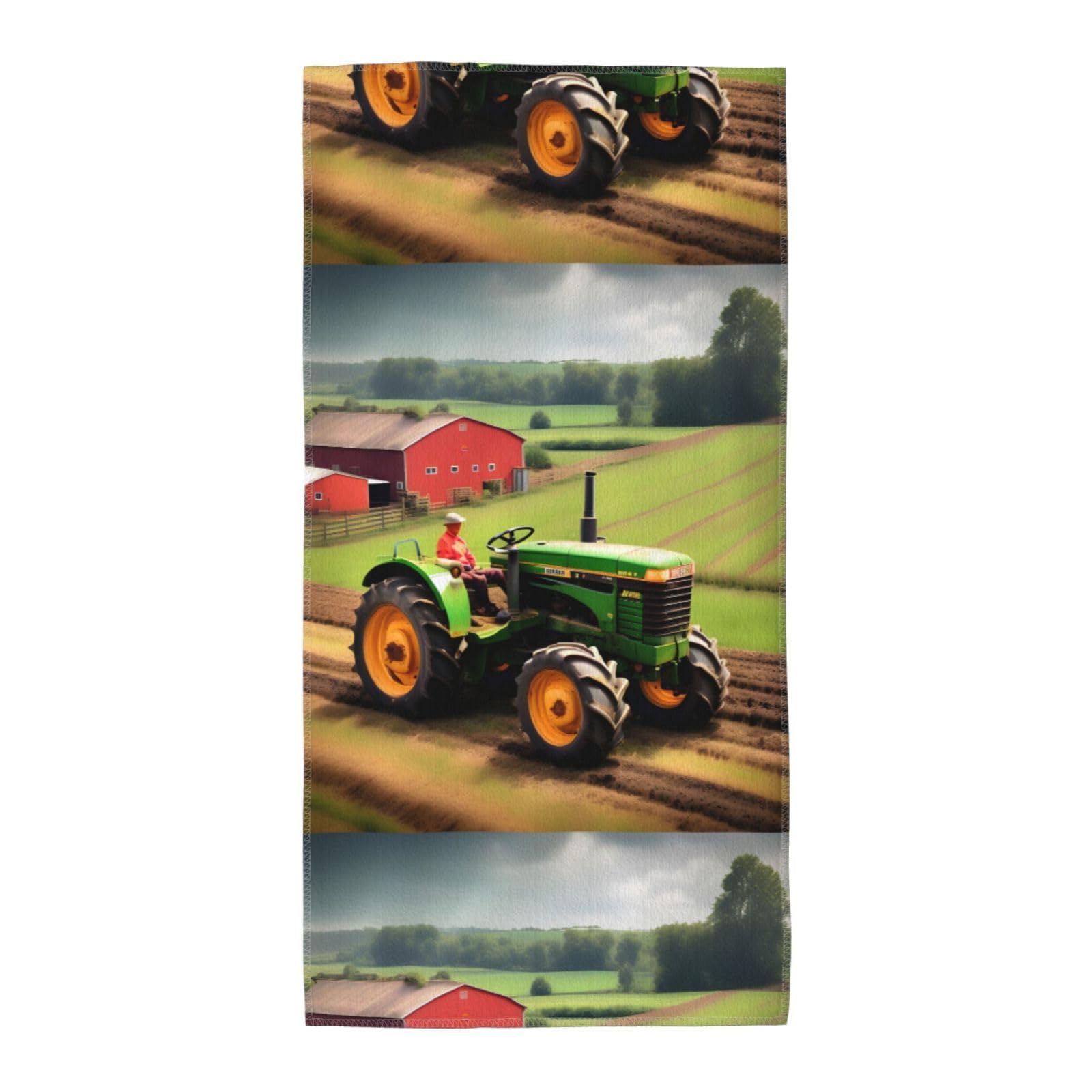 Cbaaghh Tractor Farm Pattern Print Towel, Towels Thick Face Towels Fast Drying Washcloth For Bath, Spa, Gym