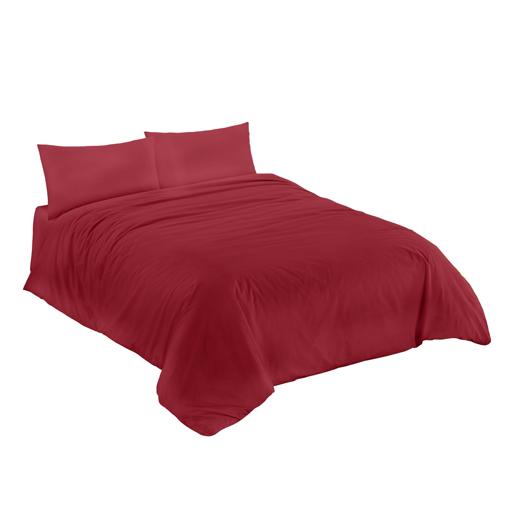 Ruggeri Set Lenzuola Completo Copripiumino Matrimoniale, Cotone, Rosso | 1 sacco copripiumino 250x200 cm risvolto 40 cm 1 lenzuolo angoli 170x200 cm alto 25 cm 2 federe 50x80 cm chiusura sacco 20 cm