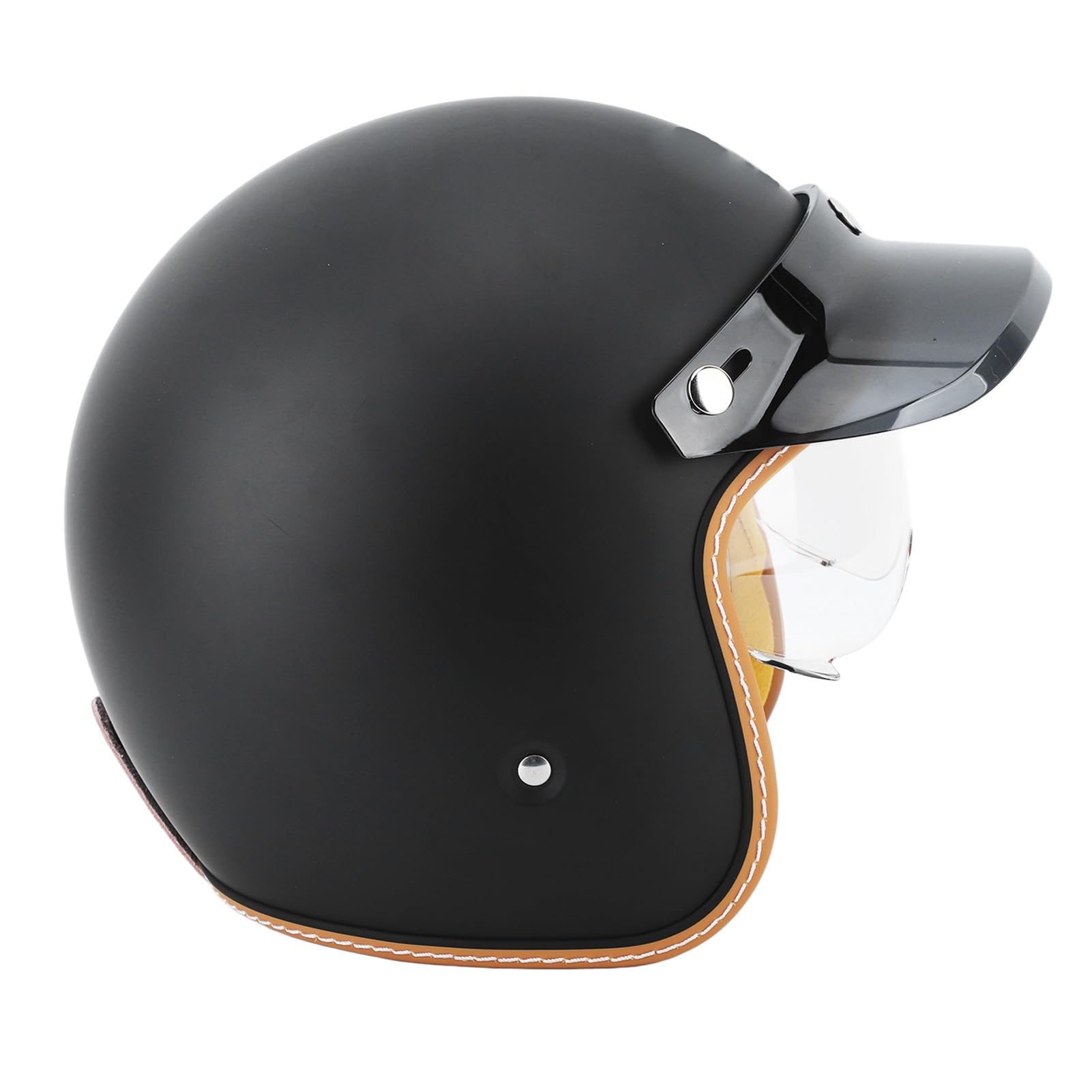 Cascos Jet 3/4, Protección Solar Negro Mate, Estilo Retro, Cascos de Moto Outdoor Muy Cómodos (L)