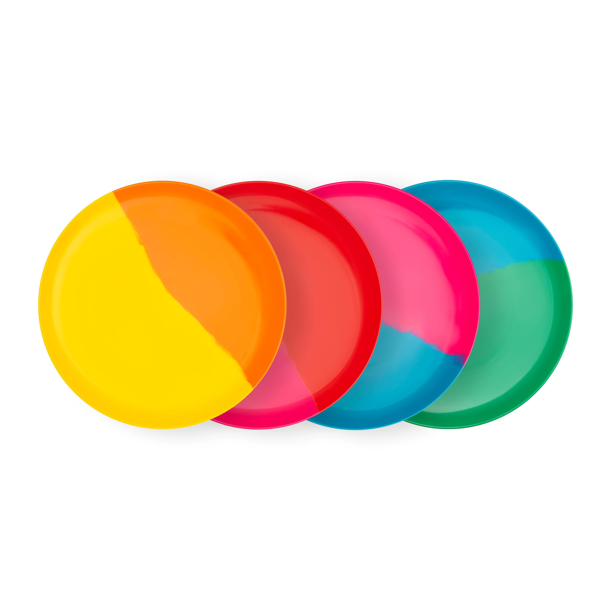 BlissHome Pure Prue Leith Melamine Dinner Plates Set of 4, Vibrant, Unique Colours, Perfect for Indoor & Outdoor Use, Durable