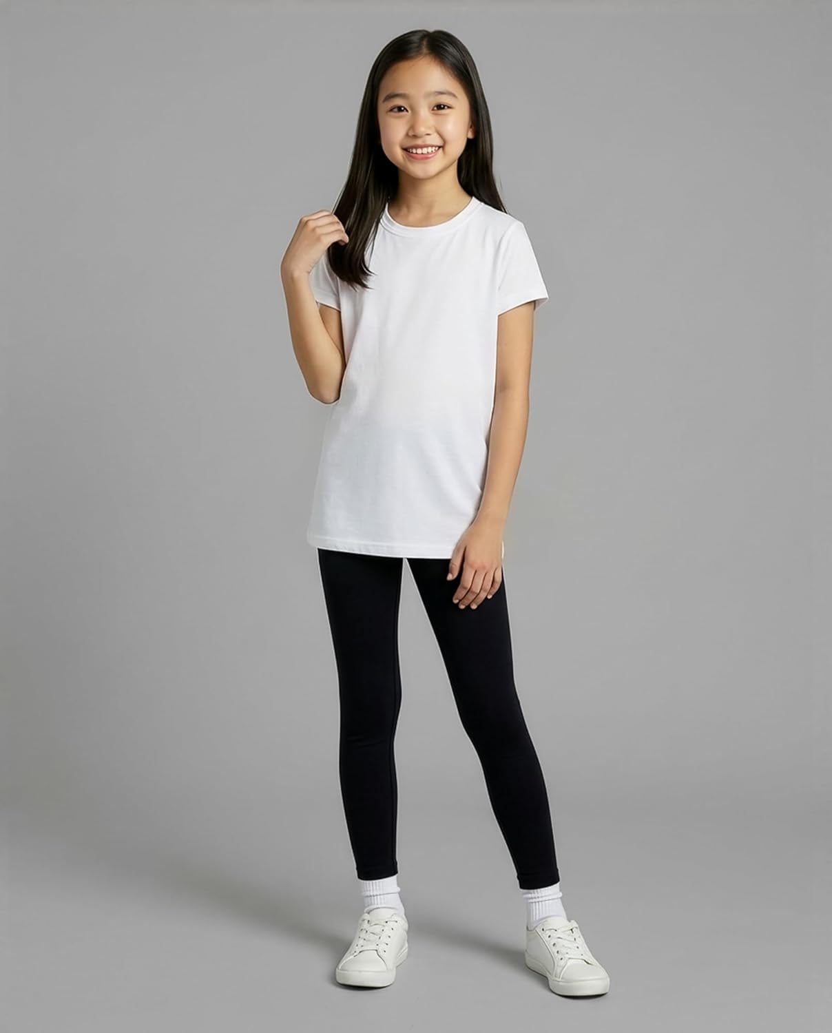 Real Essentials 5 Pack: Girls' Short Sleeve Dry-Fit Athletic T-Shirt - Active Gym Crew Neck Tops for Teens Kids (Ages 4-16)