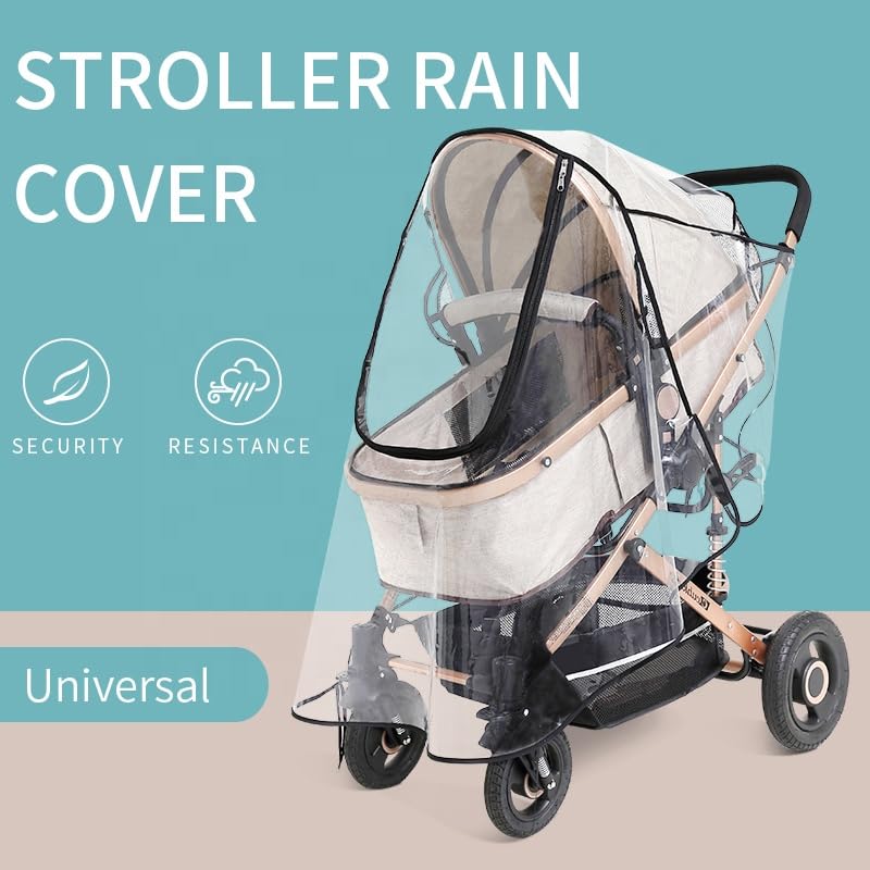 Universal Stroller Rain Cover for Pushchair Buggy Pram Water Proof, dust and Weather Protection, Transparent - Image 2