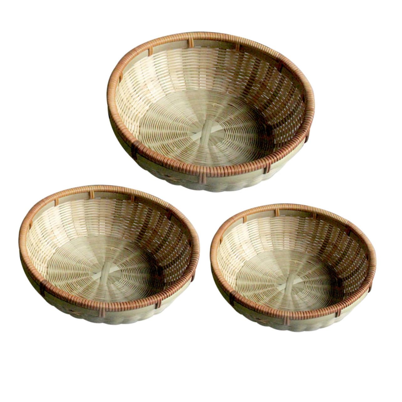 Mikinona 3pcs Basket Kitchen Storage Basket Kitchen Baskets for Storage Home Storage Baskets Hand-woven Baskets Home Decor Loaf Bread Towel Storage Basket Round Bread Basket Green