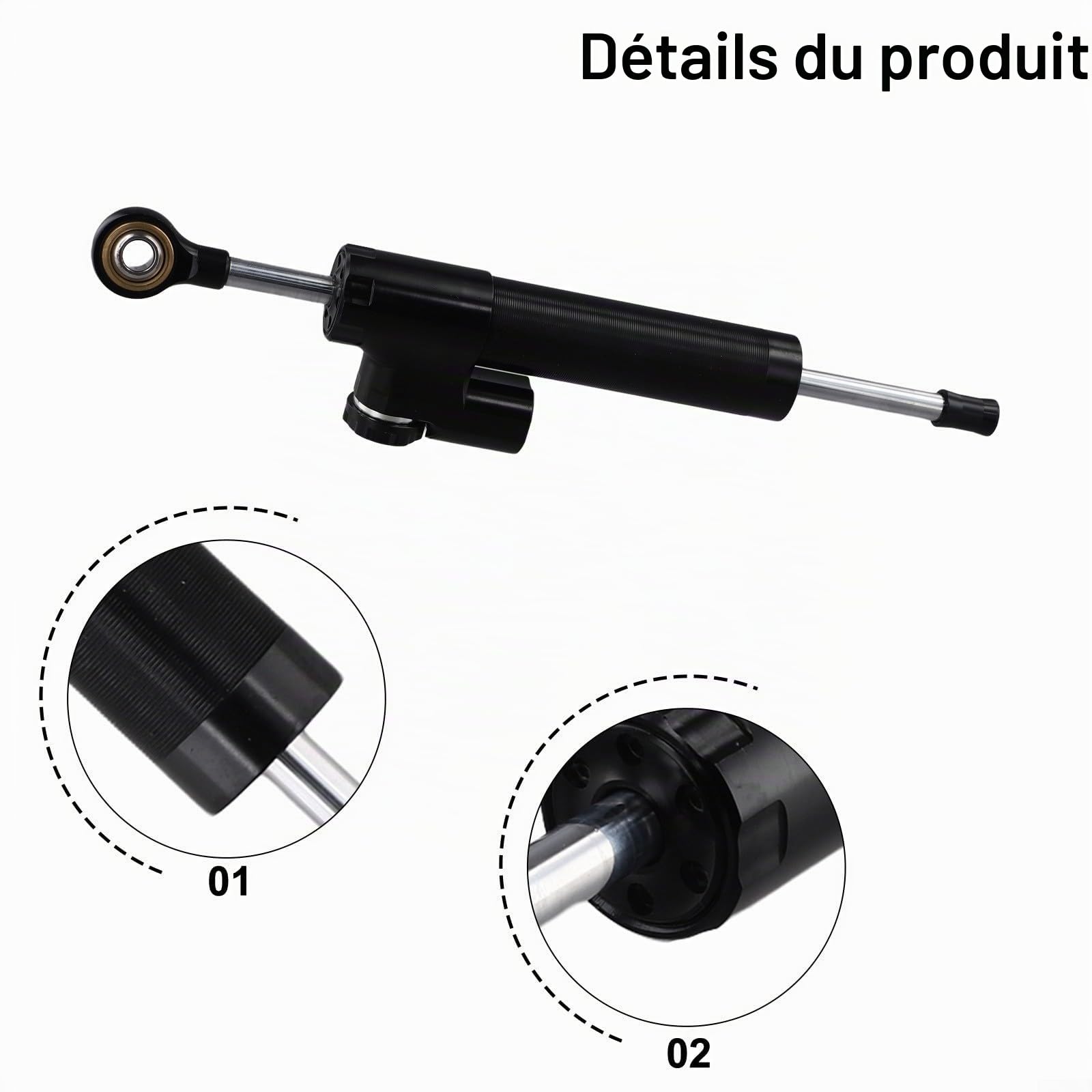 Amortisseur de direction réglable pour scooter Zero pour VSETT 10 (noir)