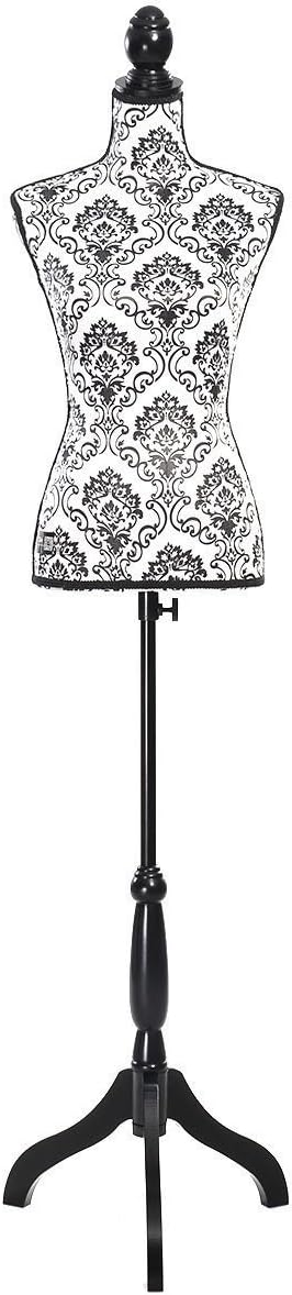 Giantex Female Mannequin Torso Body Dress Form with Black Adjustable Tripod Stand, for Clothing Dress Jewelry Display (Black Flower)