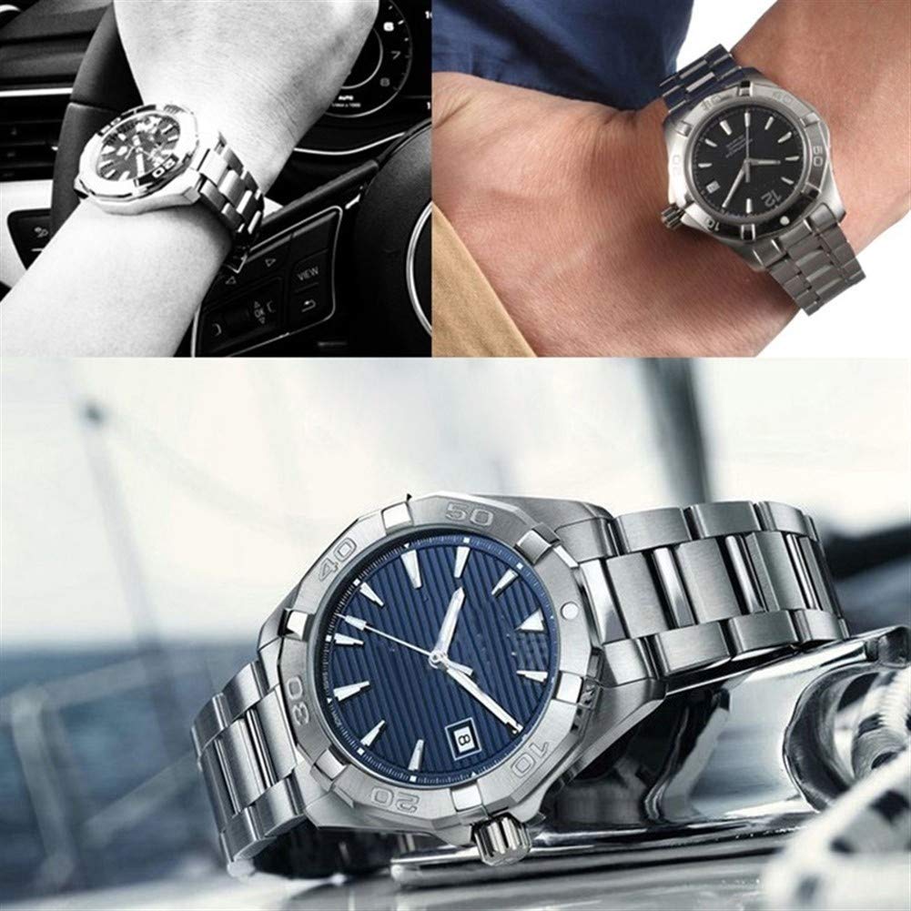 QHQQXN Cinturino per Orologio Cinturino Sportivo in Acciaio Inossidabile da 20 mm con estremità Piatta e Doppio Pulsante, Chiusura deployante, Cinturino in Metallo di Ricambio