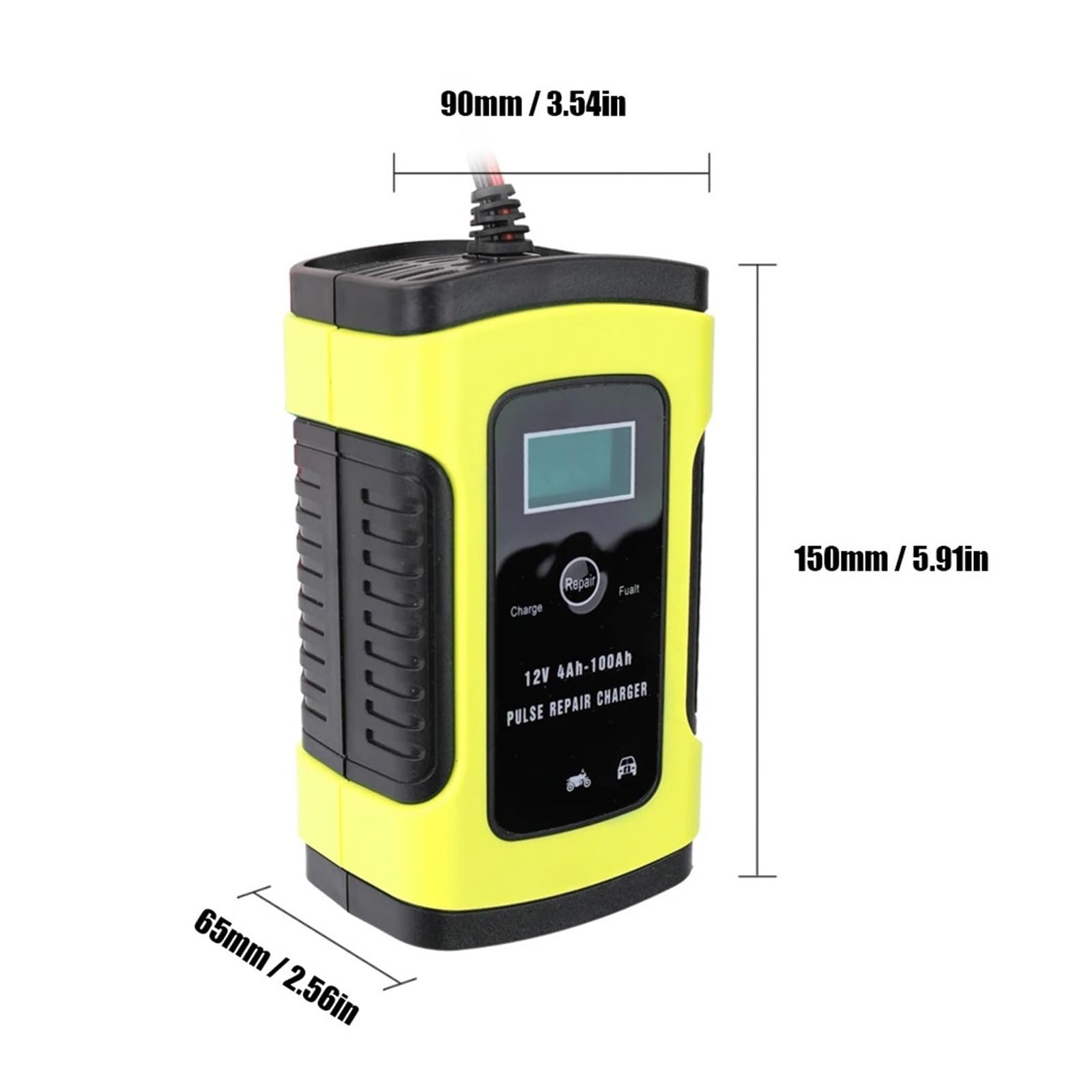 Cargador De Batería Automotriz 12v Y 6A, Carga Rápida Inteligente, Pantalla Digital, Reparación Pulso For Gel AGM, Ácido Plomo Húmedo Potente Carga Rápida(Pink)