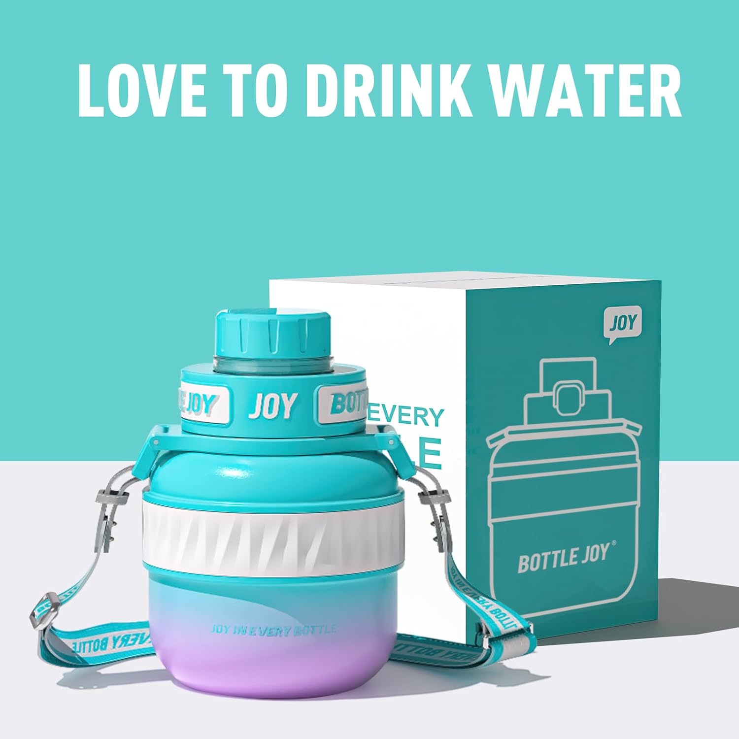BOTTLE JOY Stainless-Steel Water Bottle: Kids Water Bottle,Leakproof Lid, Perfect Sip, Double Insulated, Eco-Friendly, Dishwasher Safe & Stylish Strap, Gifts for Kids (Violet Mermaid, 16 oz)