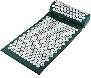 Akupressur-Set Akupressurmatte und Akupressurkissen, Massagematte, Entspannungs-Matte, Entspannung für den Rücken, Nacken & Füße - Dunkelgrün, 68 * 41cm
