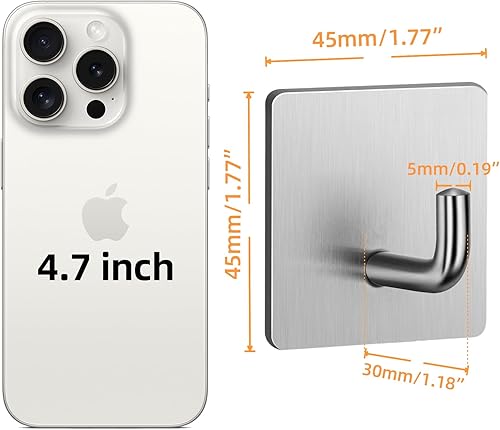 Miniatura 2 de Ganchos adhesivos resistentes para toallas  Ganchos de pared impermeables de acero inoxidable 304, sin taladro, ganchos adhesivos a prueba de óxido