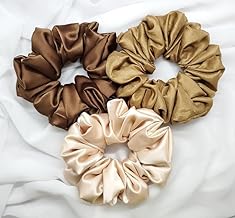 Attune® Satin Silk Scrunchies for Women and Girls – Large Fluffy Scrunchy Hair Bands, Elastic Ponytail Holders, Rubber Band Hair Ties, Women's Hair Accessories (Harmony)