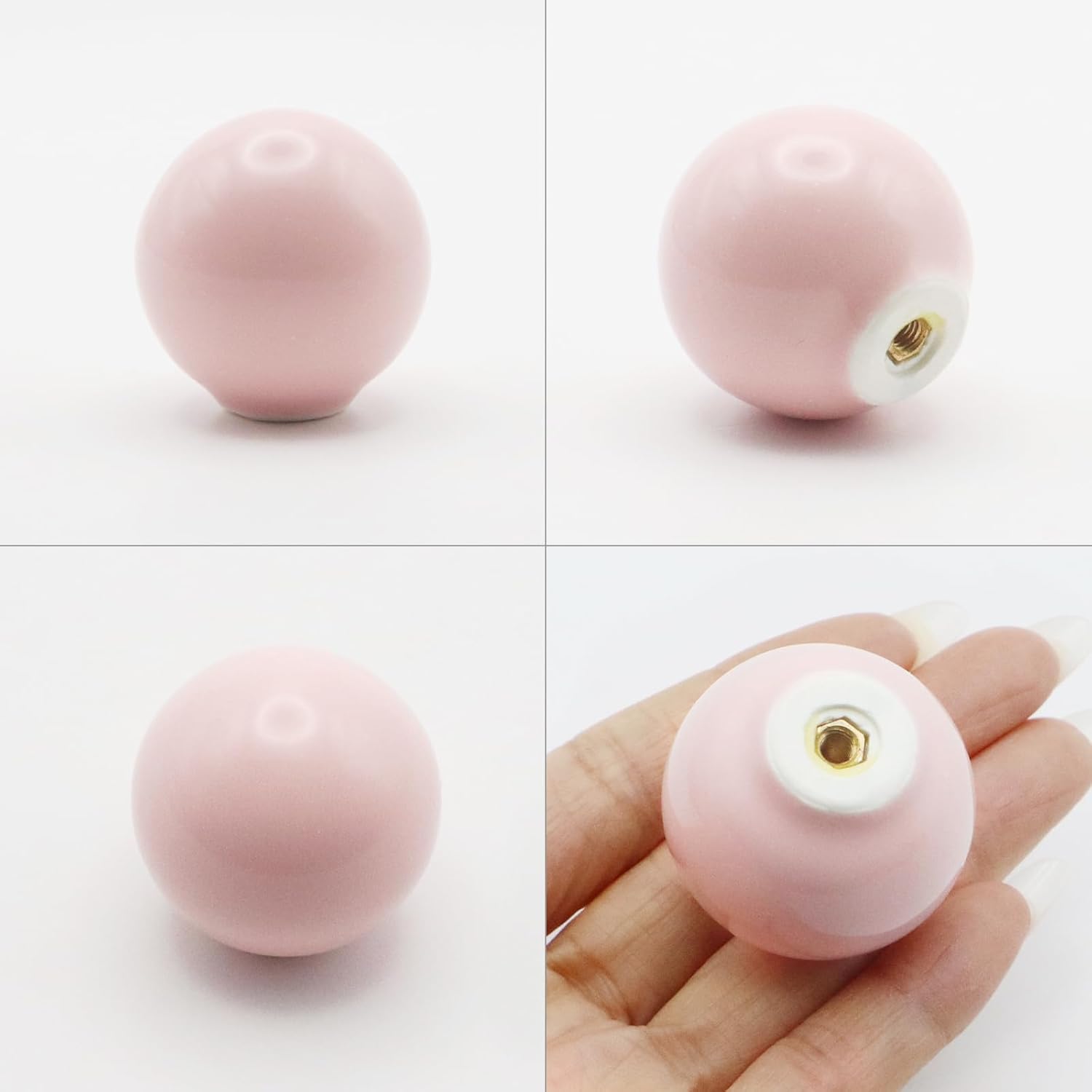 20 Pack Pink Dresser Knobs 1.3" Ceramic Cabinet Knobs Cute Colorful Single Hole Pulls for Drawer 33mm Round Cupboard Handles for Children's Room Kitchen Wardrobe Cabinet Bathroom