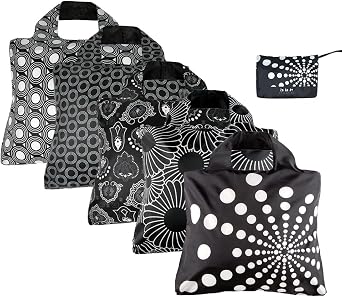 Envirosax Reusable Bag Polyester Shopping Grocery Tote Bags Full Pouch Set of 5 Monochromatic Designs