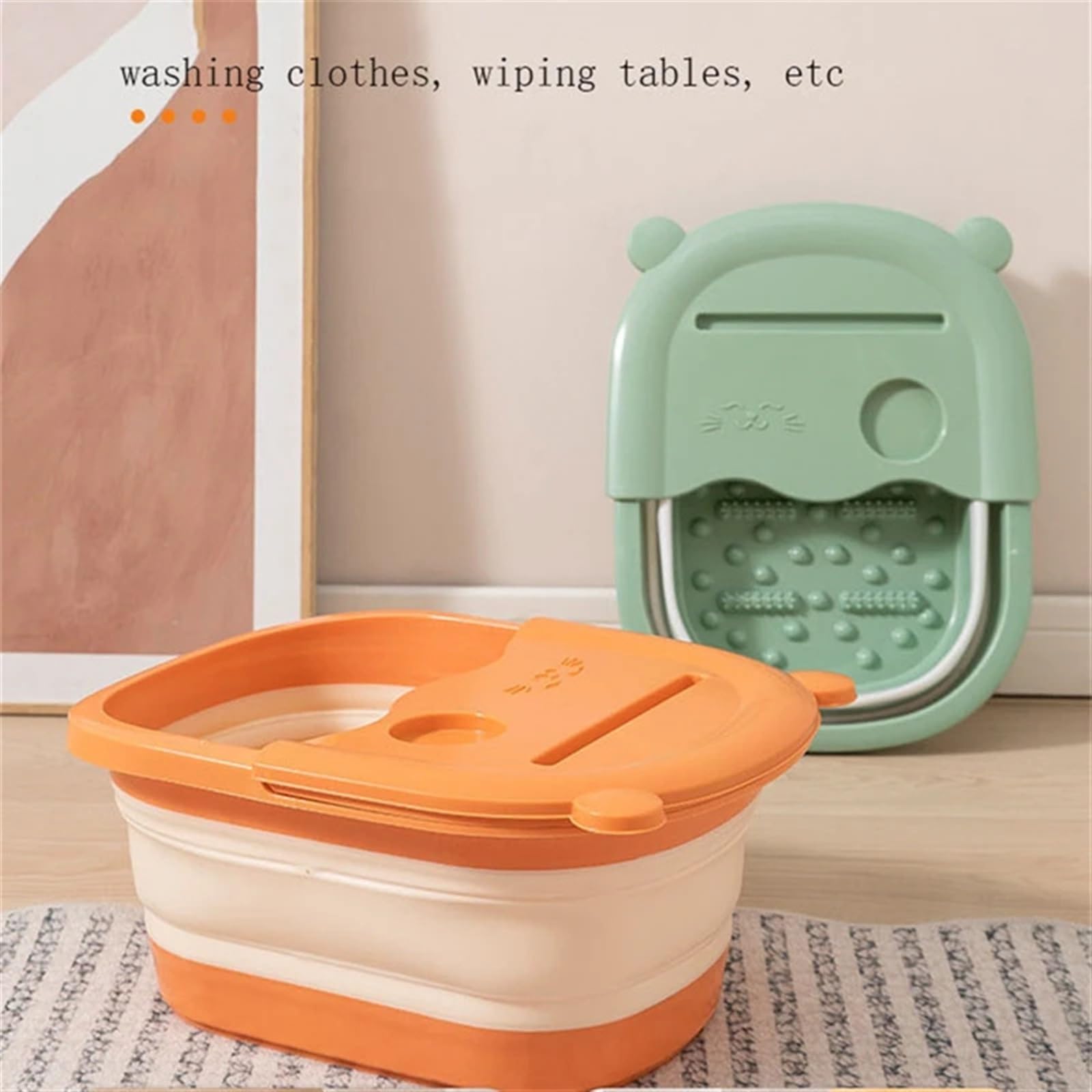 Faltbarer FußBadeimer Faltbare Fußbad Eimer Massage Fuß Waschbecken Hause Wäsche Wanne Eimer Erwachsene Fuß Bad Becken Klapp Fuß Einweichen Eimer FüR Fischen，Camping(Orange)