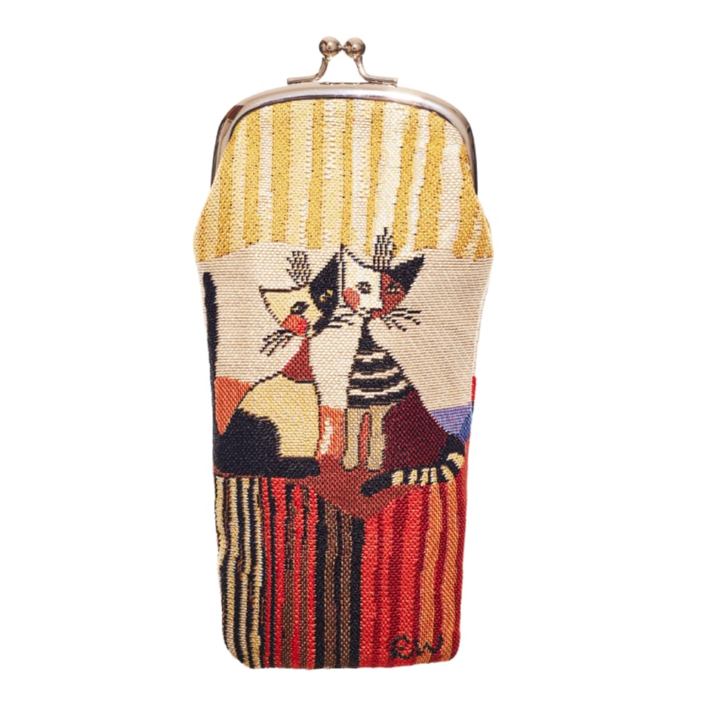Signare Tapestry Glasses Case for Women Eyeglass Case with Fashion Pattern Design (Resina Cat Cappia)
