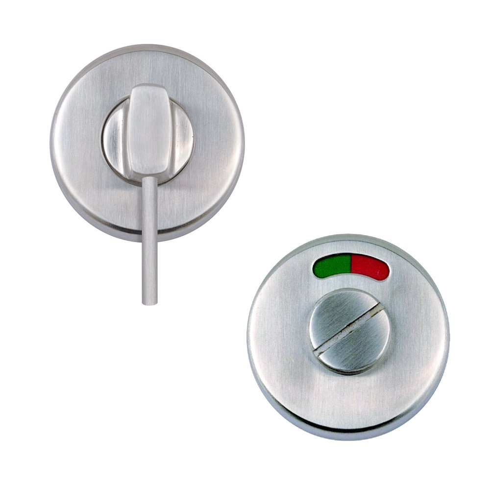 Disabled Bathroom Door Turn and Release Set with Indicator in Satin Stainless Steel