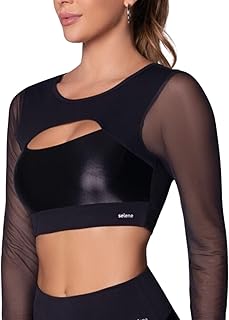 Top Cropped Manga Longa Academia Tule Bojo Removível Selene