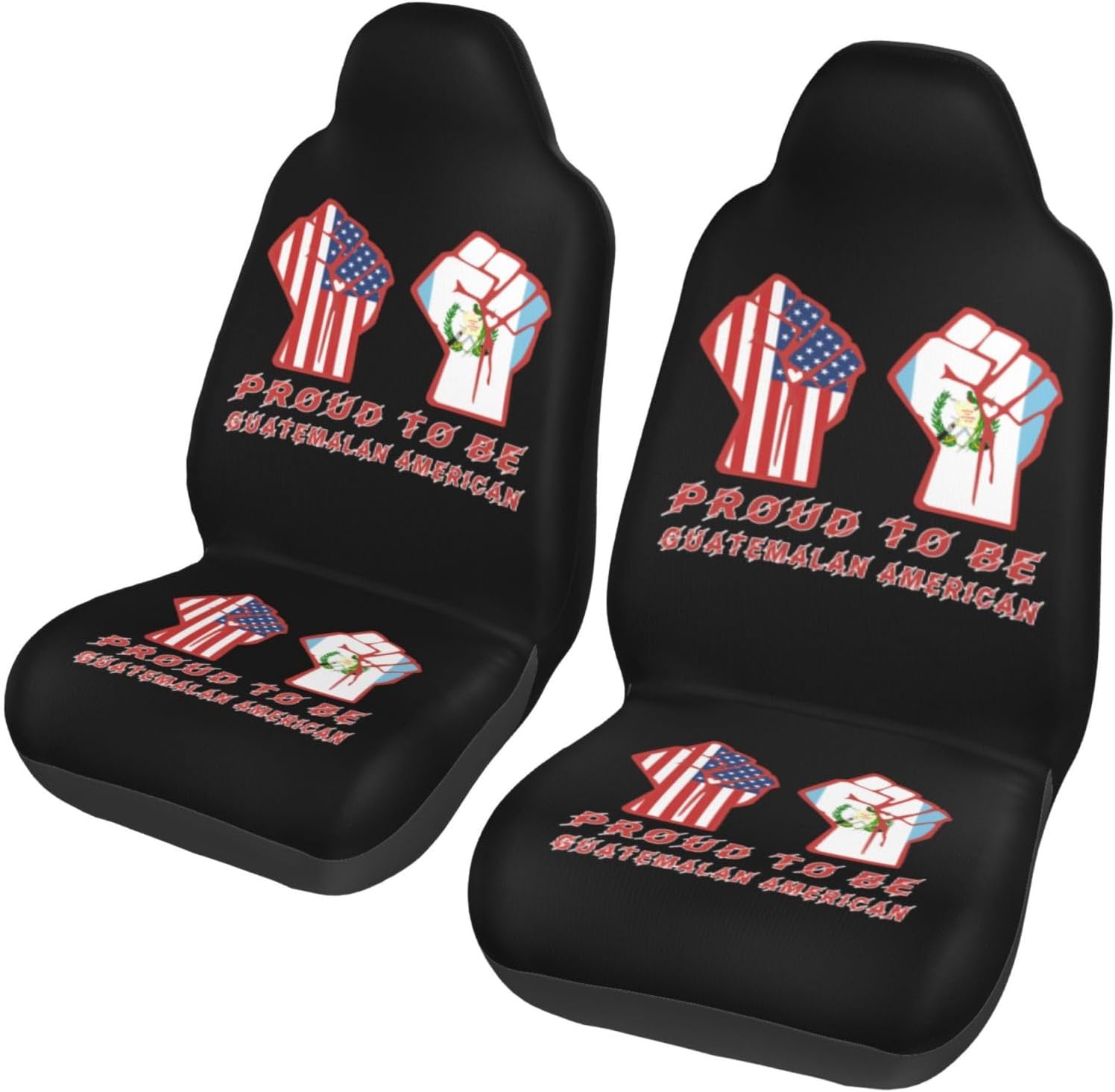 Proud to Be Guatemalan American Guatemala USA Flag Car Front Seat Covers Set of 2, Washable Breathable Vehicle Cushion Protector for Sedan Truck Automotive, SUV, Van