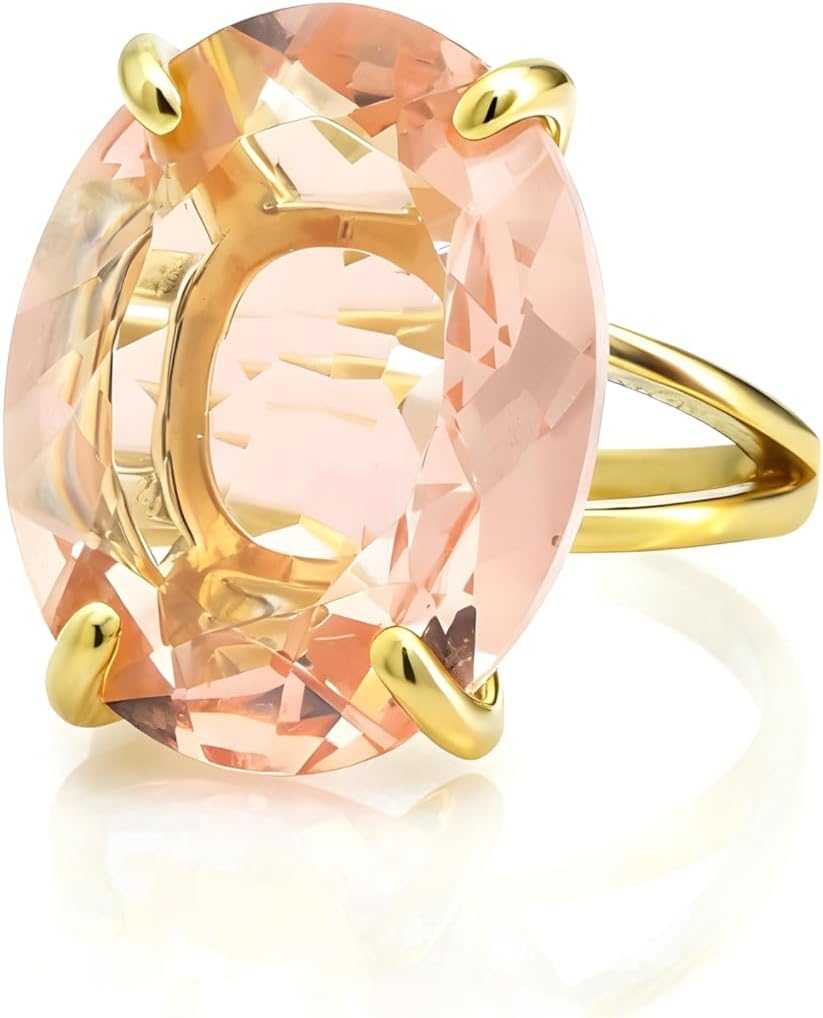- Handmade Morganite Ring - Oval Gemstone 14k Gold Jewelry for Women - Artisan Custom Rings for Engagement, Promise, Anniversary, Birthday - with Fancy Box