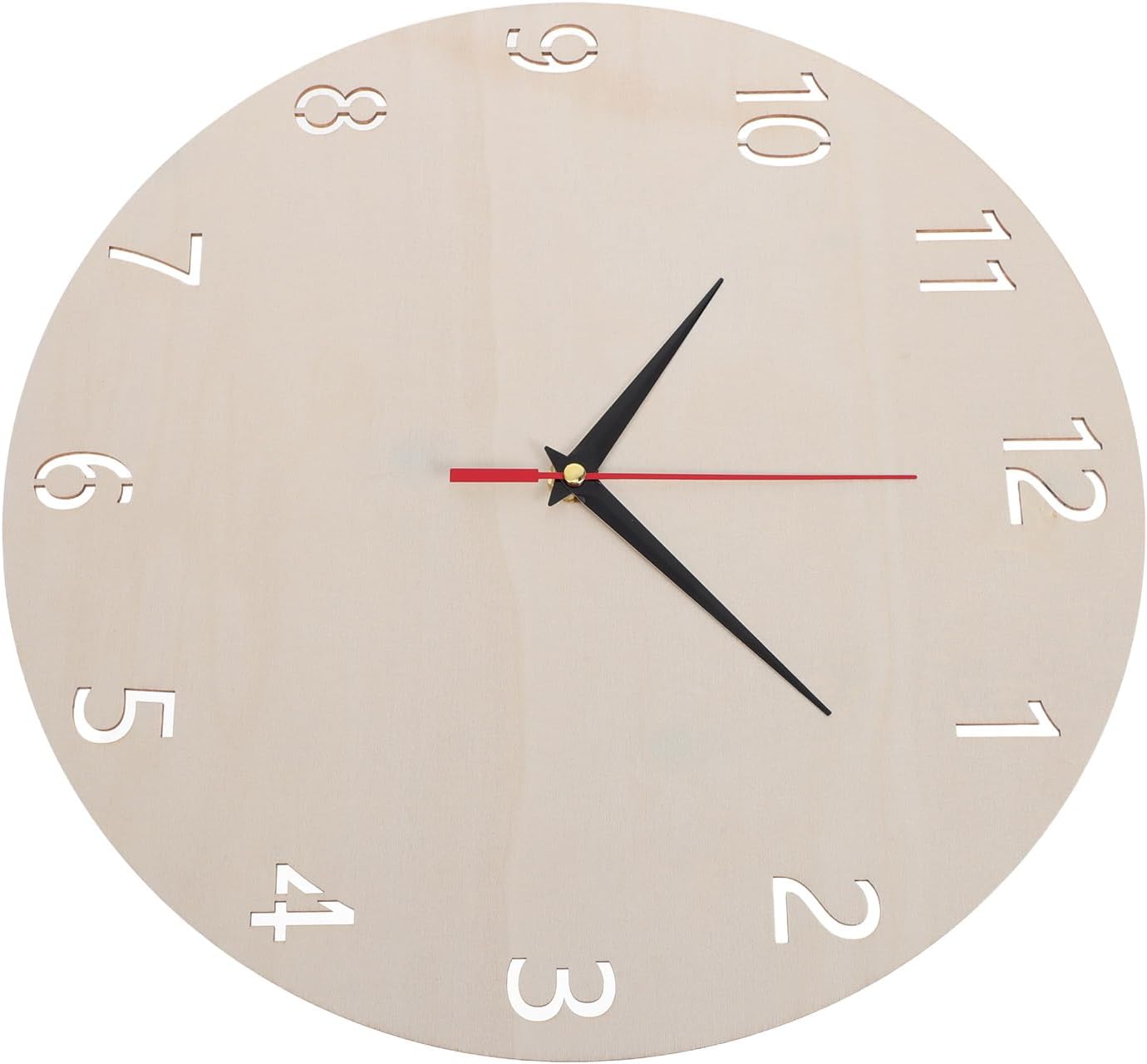 2 Sets 30cm Wooden Clock Face DIY Kit with Blank Numerals round Dial and Replacement Hands, Unfinished Wood Wall Clock Base for Painting and Craft Projects