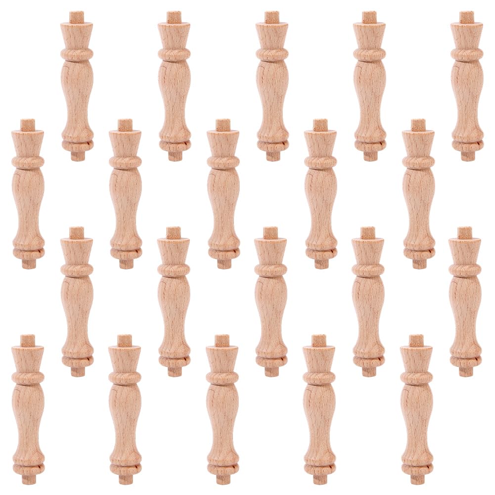 SUPERFINDINGS 20 mini balaustre decorative in legno, 8,9 x 1,7 cm, mandrini in legno non verniciato, mandrini per fai da te, mobili, ringhiere, artigianato, modellismo, decorazione, riparazione