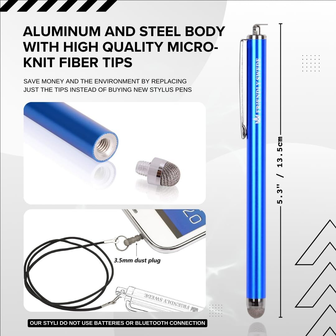 The Friendly Swede Mesh Tip Stylus Pen for Touchscreen 3-Pack
