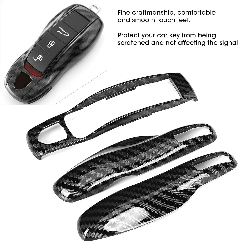 Terisass 3pcs/Set Car Key Fob Cover Case Shell Carbon Fiber Keyless Entry Remote Key Fob Cover Protector Fit for // - Image 6