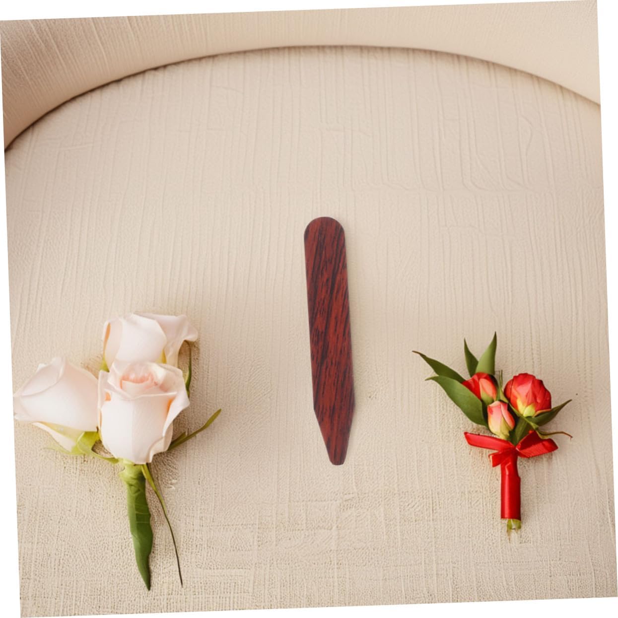 4pcs Wooden Collar Stays for Men Formal Shirt Collars Brown