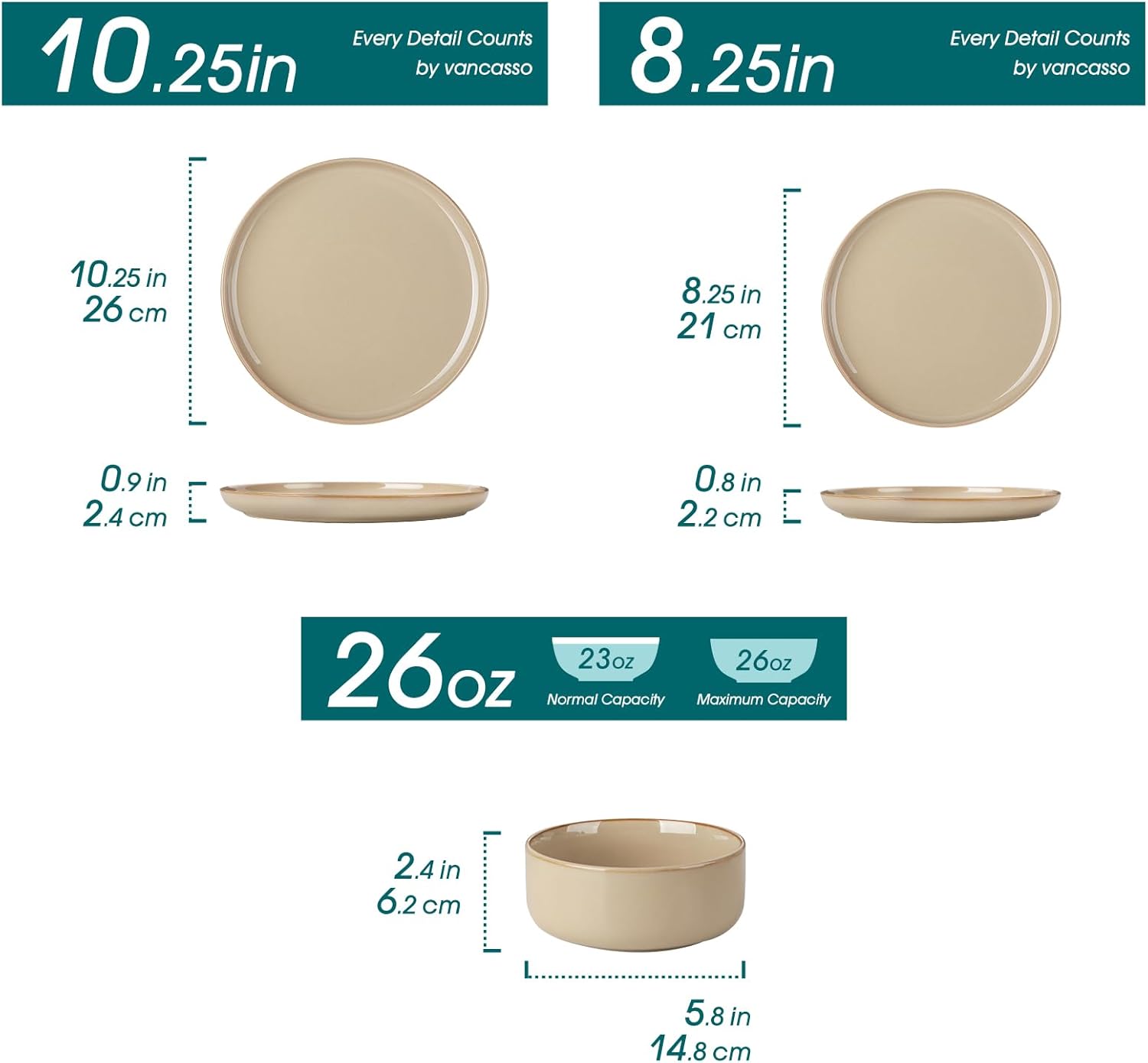 vancasso PLAYA Plates and Bowls Sets,12 Pieces Brown Dinnerware Sets for Kitchen, Reactive Glaze Dishes Set for 4, Dishwasher and Microwave Safe - Image 2