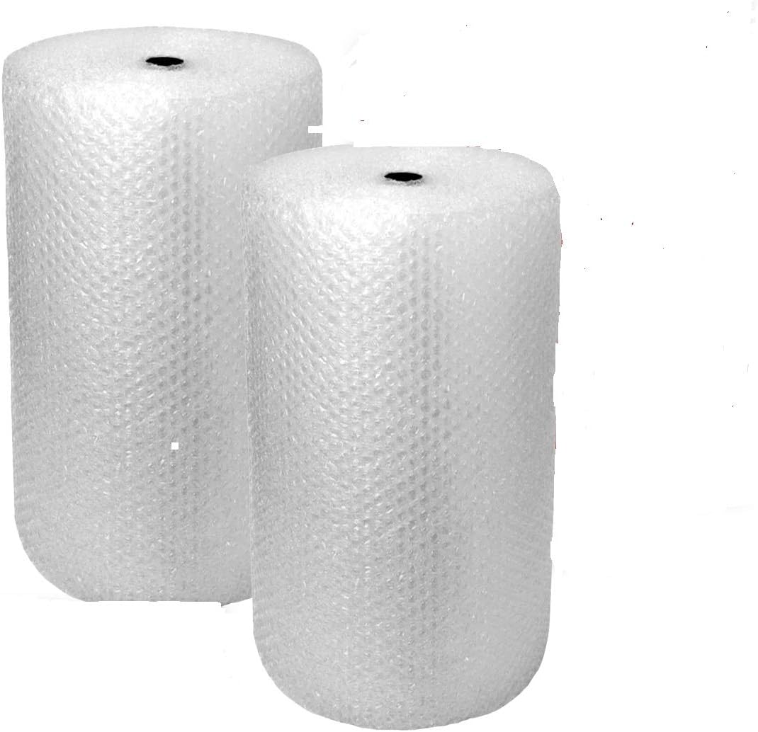 2-Pack Bubble Cushioning Wrap Rolls, 3/16" x 12" x 60' ft Total, Perforated Every 12" for Packaging, Shipping, Mailing