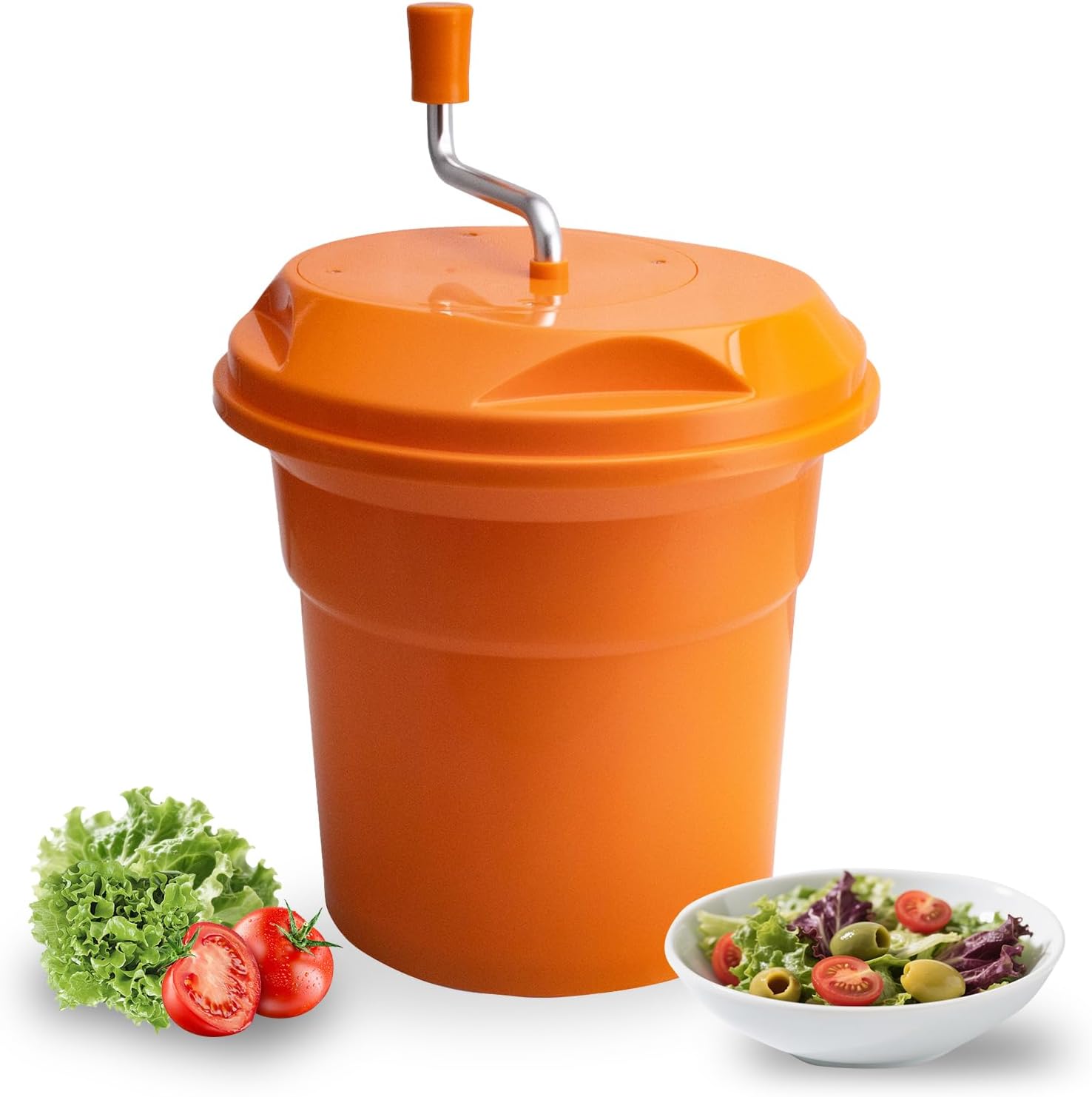 3 Gallon 6.6 Gallon Salad Spinner,Large Capacity Vegetable Friuts Salad Dryer,Commercial Manual Salad Mixer for Restaurants Kitchen & Catering,Green & Orange. (Orange, 3 Gallon) 3 Gallon Orange