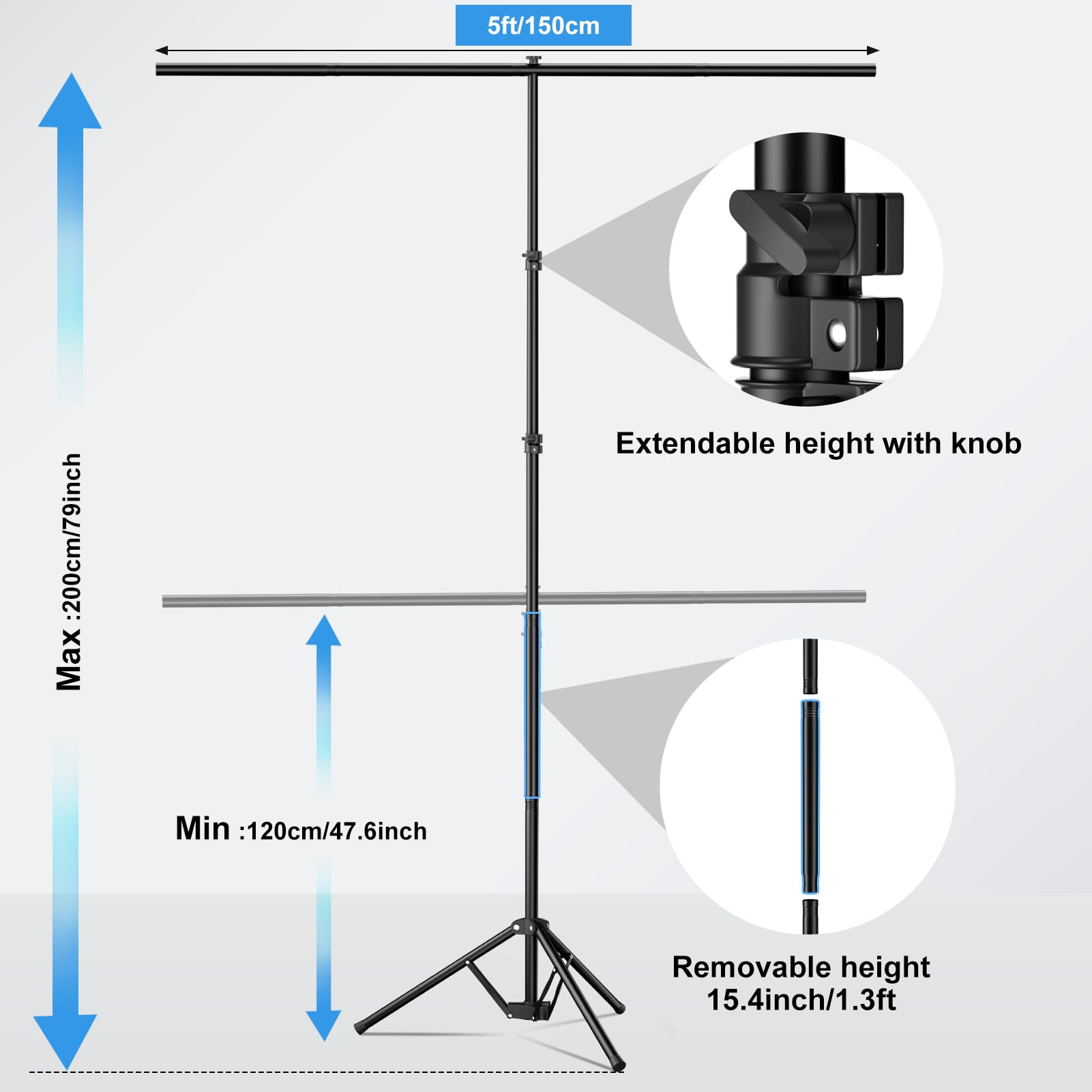 Kit Fondale Schermo Bianco, 1,52 x 1,98 m Sfondo Bianco per Fotografia con Supporto Portatile a Forma di T per Studio Fotografico, Matrimonio, Festa, Decorazione