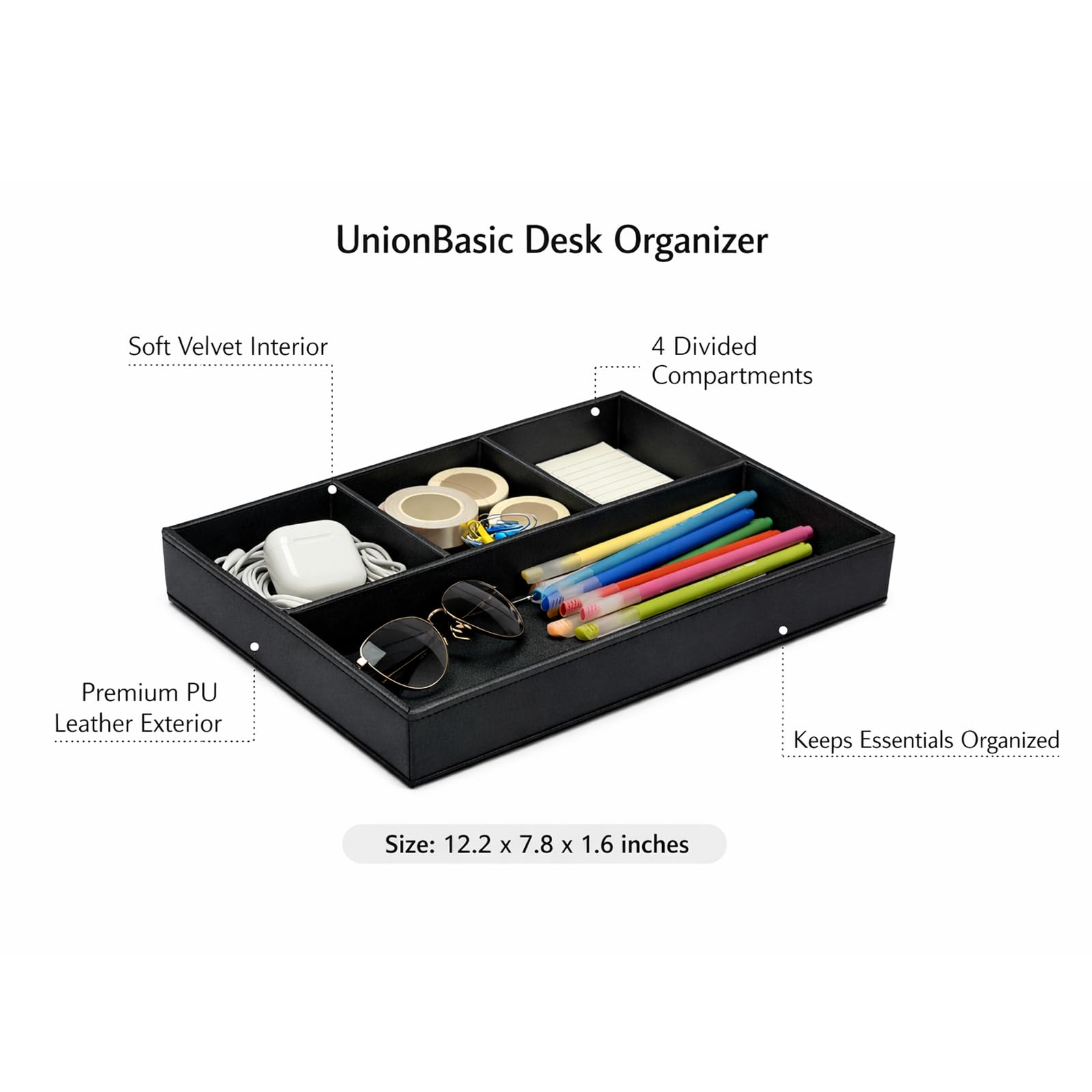 Amazon.com: UnionBasic Flat 4-Slot Leather Desk Drawer Tray