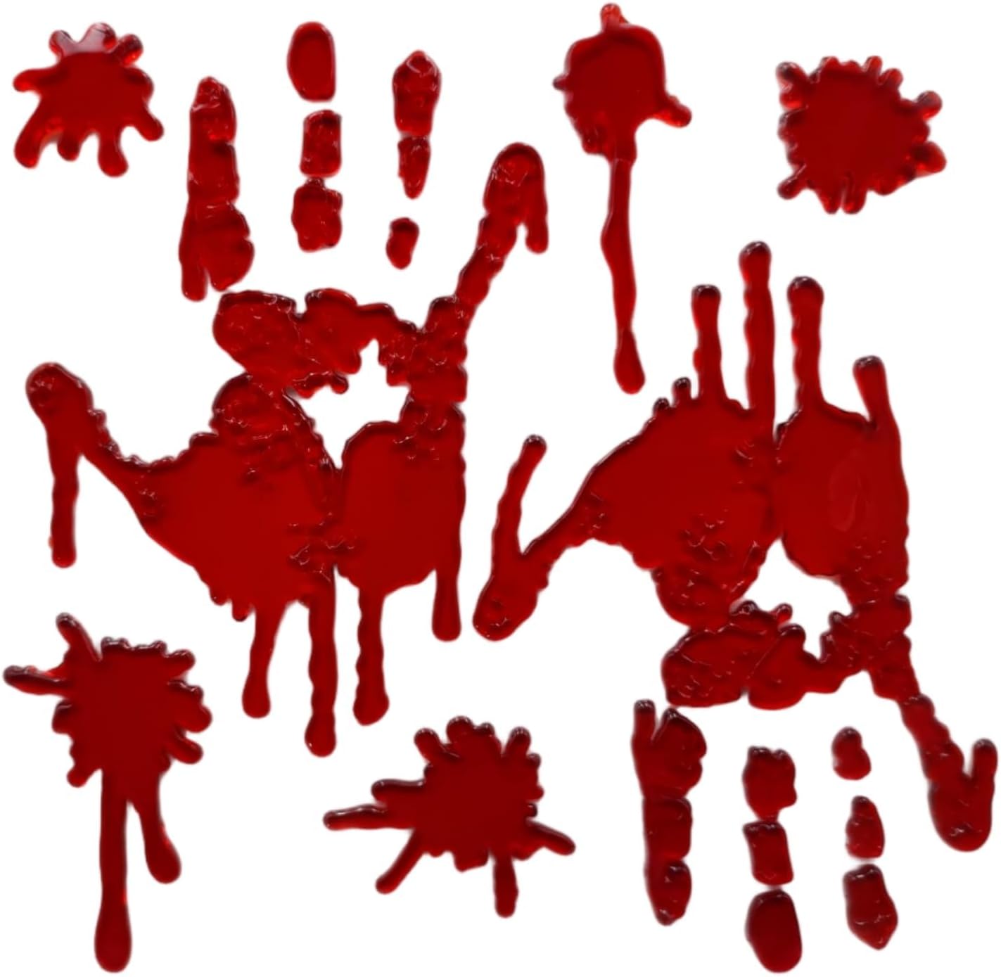 Gift&Fun 4Sheets Halloween Decorations-Halloween Gel Window clings, Trick or Treat Design with Pumpkins, Bats and Ｒed Ｈandprints 7.9×7.9in