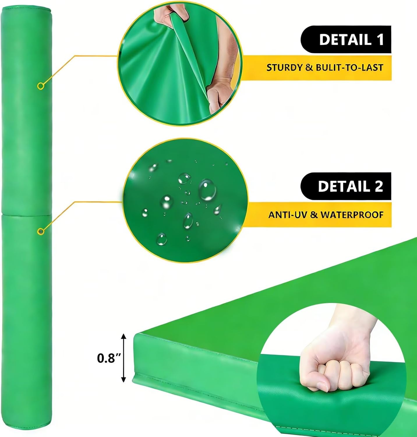 4ft Heavy Duty Safety Pad Post Wrap Padding for Dia 2.4"-10" Outdoor Round Sports Playground Post Padding Self Adhesive, All-Weather Waterproof Protective for Carport Garage Basement