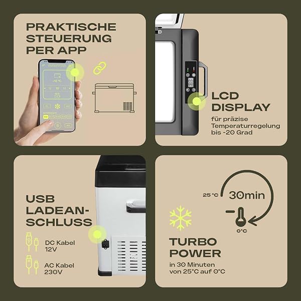 elektrische Kühlbox - Kompressor Gefrierbox bis -20 Grad - Kühlbox Auto - Camping Kühlschrank - Powerstation zum Kühlen - 12V 230V - 25 Liter - 1