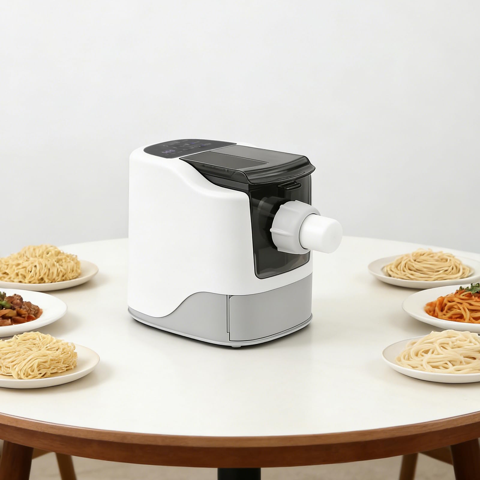 Macchina elettrica per pasta, 260 W, pressa automatica per pasta con 13 forme per spaghetti, fettuccine, aiuto per impastare 500 g di farina, con misurino e raschietto per la pulizia, per cucina e