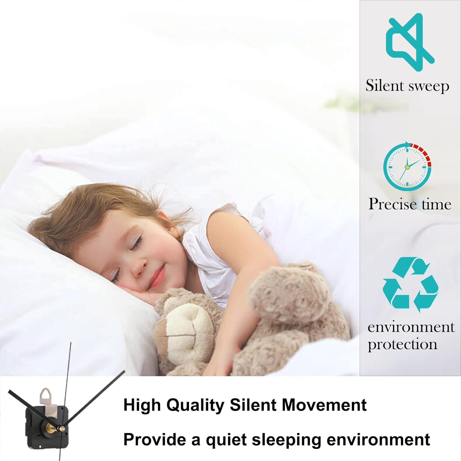 Clock Mechanism Replacement Battery Operated Movement Quartz Silent Clocks Kit Repair Parts Replacement Shaft Lengths 13.5mm (17/32 inch)